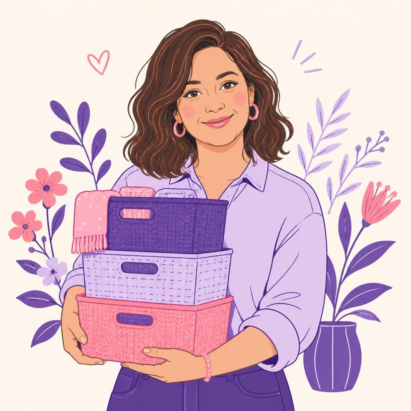 Illustrated portrait of Tia, professional home organizer